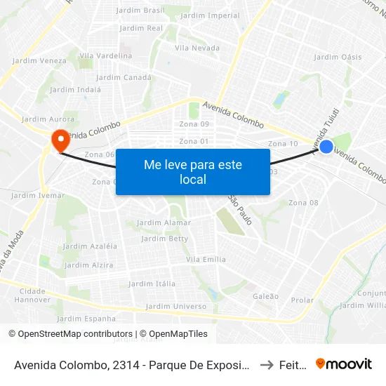 Avenida Colombo, 2314 - Parque De Exposições to Feitep map