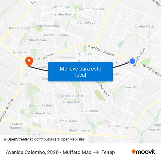 Avenida Colombo, 2820 - Muffato Max to Feitep map