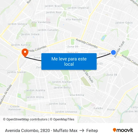 Avenida Colombo, 2820 - Muffato Max to Feitep map