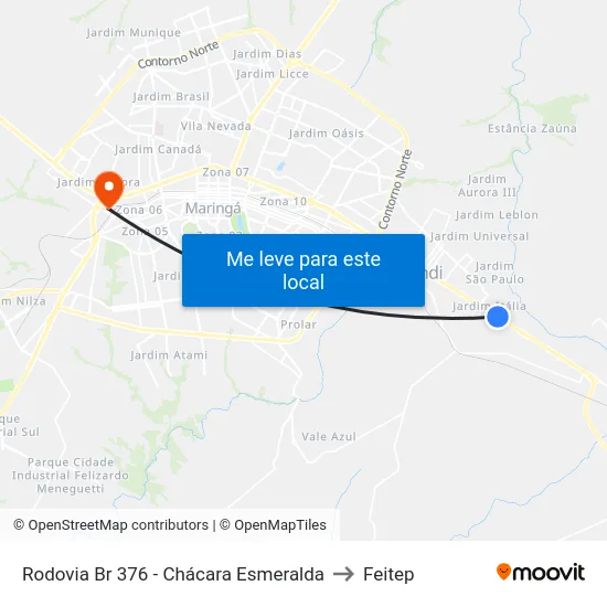 Rodovia Br 376 - Chácara Esmeralda to Feitep map