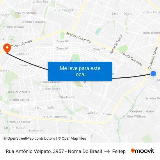 Rua Antônio Volpato, 3957 - Noma Do Brasil to Feitep map