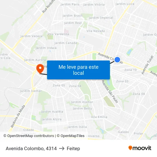 Avenida Colombo, 4314 to Feitep map