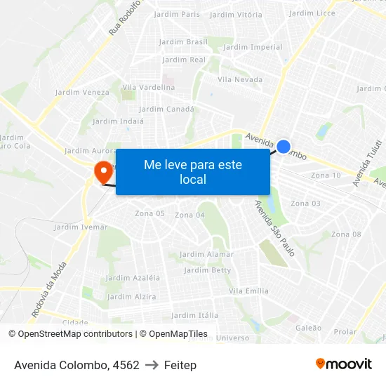Avenida Colombo, 4562 to Feitep map