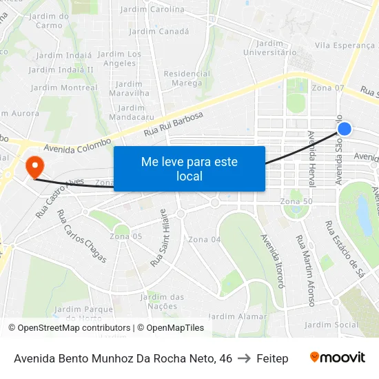 Avenida Bento Munhoz Da Rocha Neto, 46 to Feitep map
