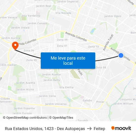 Rua Estados Unidos, 1423 - Dex Autopeças to Feitep map