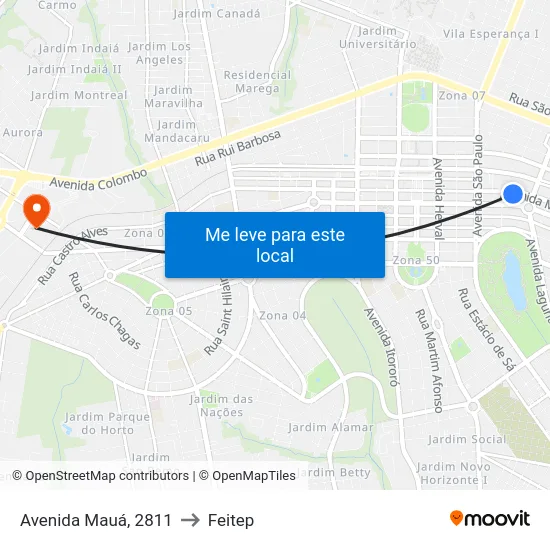 Avenida Mauá, 2811 to Feitep map