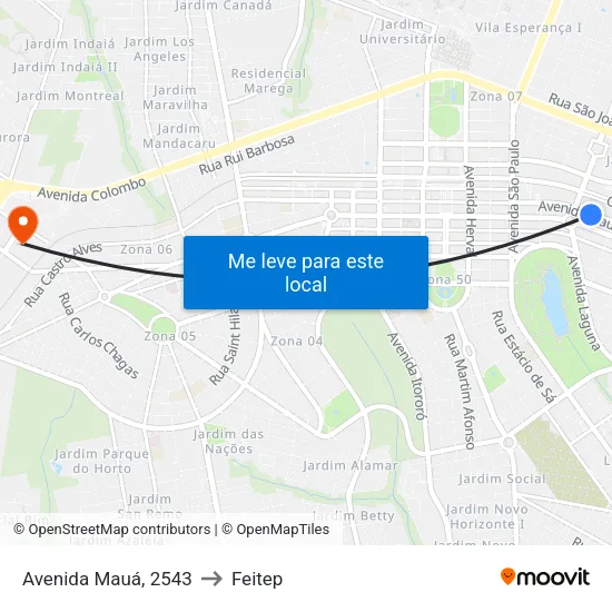 Avenida Mauá, 2543 to Feitep map