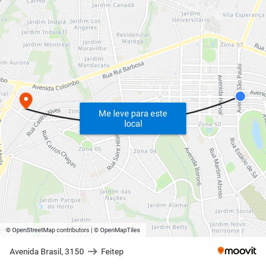 Avenida Brasil, 3150 to Feitep map