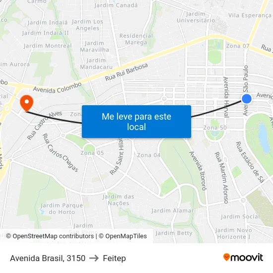 Avenida Brasil, 3150 to Feitep map