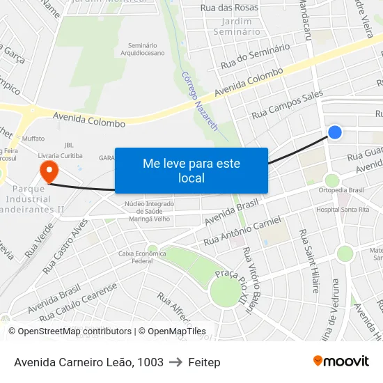 Avenida Carneiro Leão, 1003 to Feitep map