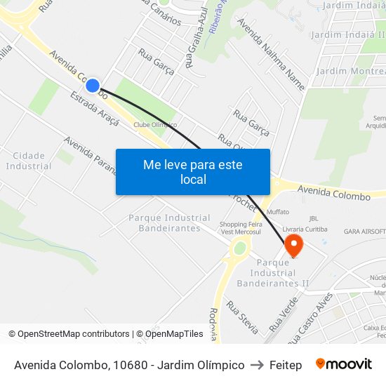 Avenida Colombo, 10680 - Jardim Olímpico to Feitep map