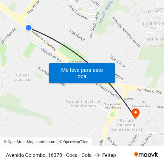 Avenida Colombo, 16370 - Coca - Cola to Feitep map