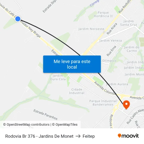 Rodovia Br 376 - Jardins De Monet to Feitep map