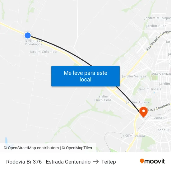 Rodovia Br 376 - Estrada Centenário to Feitep map
