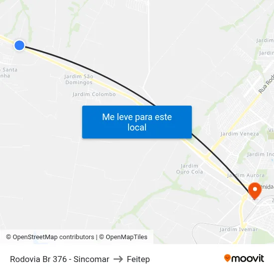 Rodovia Br 376 -  Sincomar to Feitep map