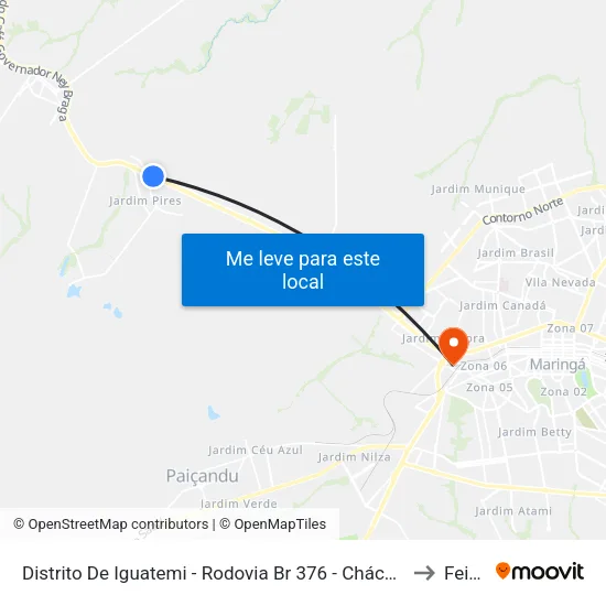 Distrito De Iguatemi - Rodovia Br 376 - Chácara Modelo to Feitep map