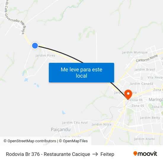 Rodovia Br 376 - Restaurante Cacique to Feitep map