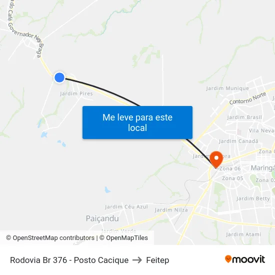 Rodovia Br 376 - Posto Cacique to Feitep map