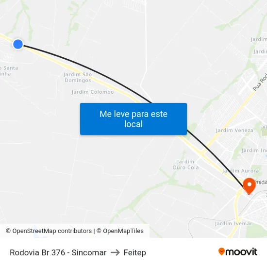 Rodovia Br 376 - Sincomar to Feitep map