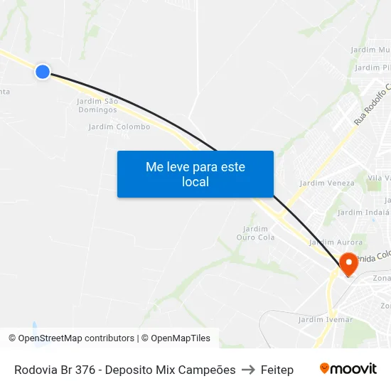 Rodovia Br 376 - Deposito Mix Campeões to Feitep map