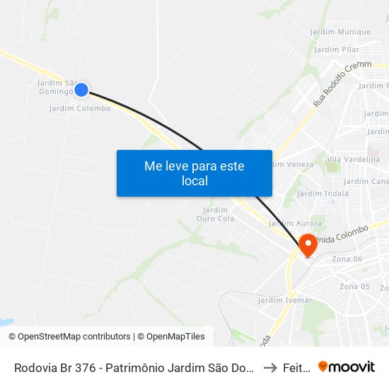 Rodovia Br 376 - Patrimônio Jardim São Domingos to Feitep map