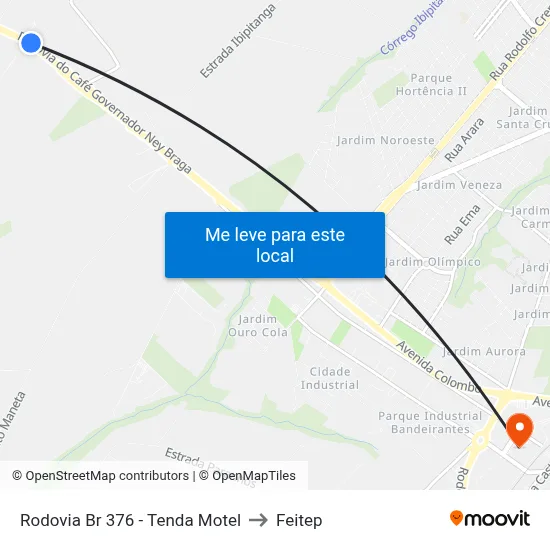 Rodovia Br 376 - Tenda Motel to Feitep map