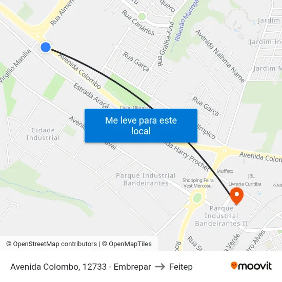 Avenida Colombo, 12733 - Embrepar to Feitep map