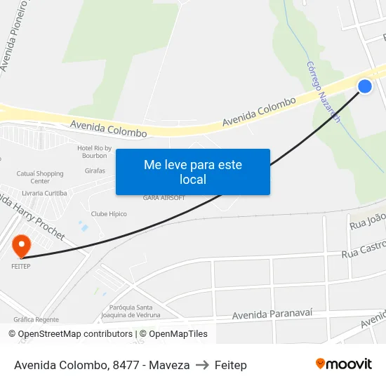 Avenida Colombo, 8477 - Maveza to Feitep map