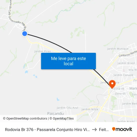Rodovia Br 376 - Passarela Conjunto Hiro Vieira to Feitep map