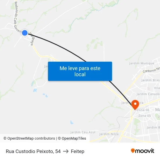 Rua Custodio Peixoto, 54 to Feitep map
