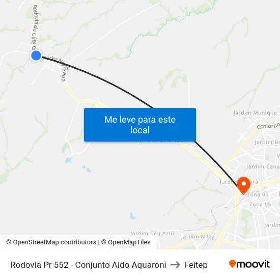 Rodovia Pr 552 - Conjunto Aldo Aquaroni to Feitep map