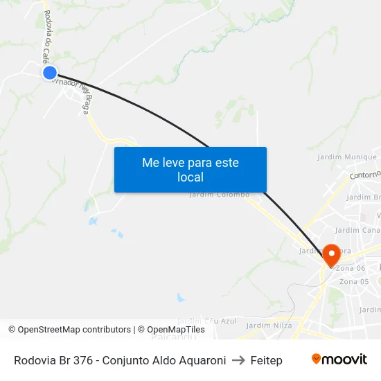 Rodovia Br 376 - Conjunto Aldo Aquaroni to Feitep map