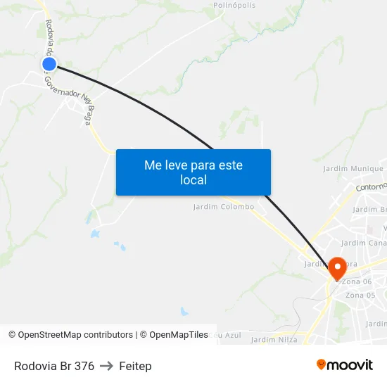 Rodovia Br 376 to Feitep map