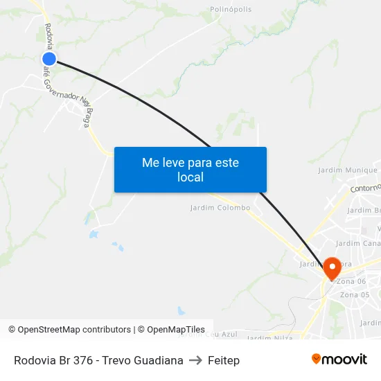 Rodovia Br 376 - Trevo Guadiana to Feitep map