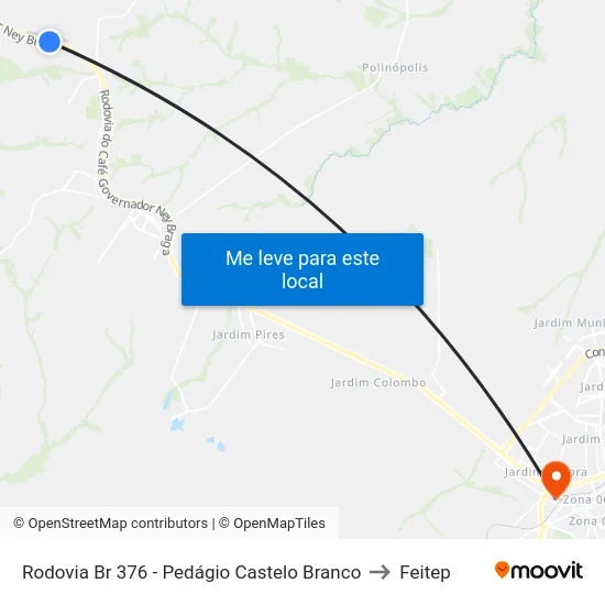 Rodovia Br 376 - Pedágio Castelo Branco to Feitep map
