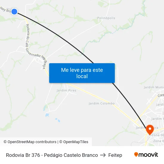 Rodovia Br 376 - Pedágio Castelo Branco to Feitep map