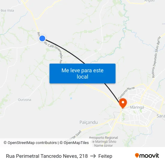 Rua Perimetral Tancredo Neves, 218 to Feitep map