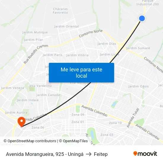 Avenida Morangueira, 925 - Uningá to Feitep map