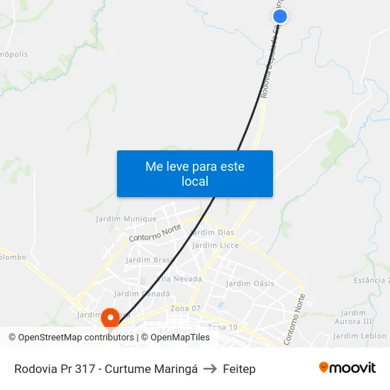 Rodovia Pr 317 - Curtume Maringá to Feitep map