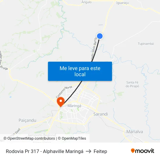 Rodovia Pr 317 - Alphaville Maringá to Feitep map