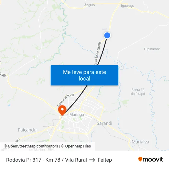 Rodovia Pr 317 - Km 78 / Vila Rural to Feitep map