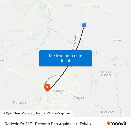 Rodovia Pr 317 - Recanto Das Águias to Feitep map