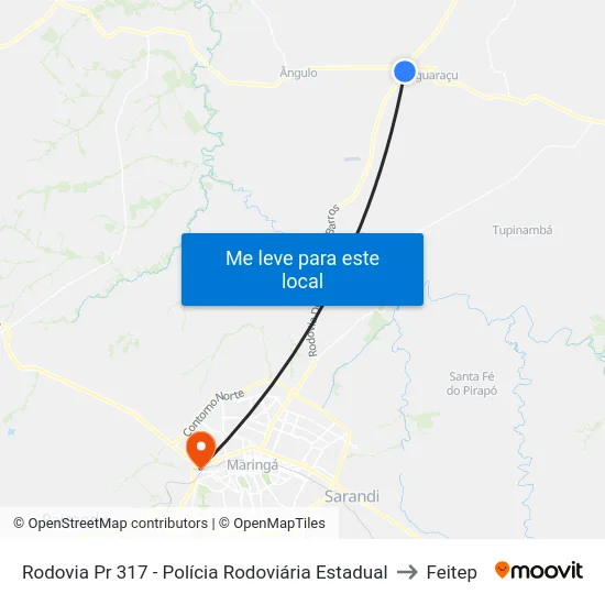 Rodovia Pr 317 - Polícia Rodoviária Estadual to Feitep map