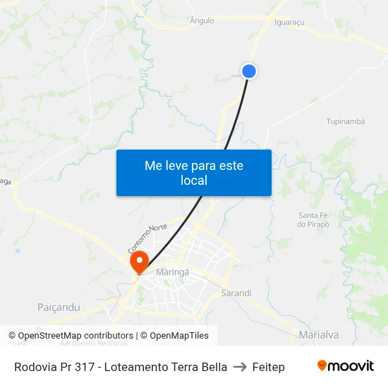 Rodovia Pr 317 - Loteamento Terra Bella to Feitep map