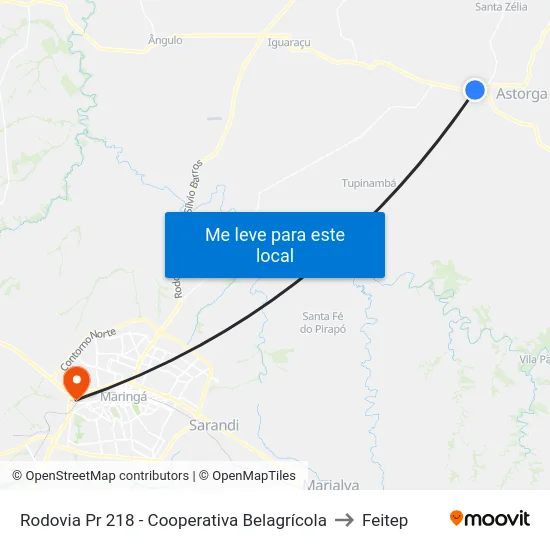 Rodovia Pr 218 - Cooperativa Belagrícola to Feitep map