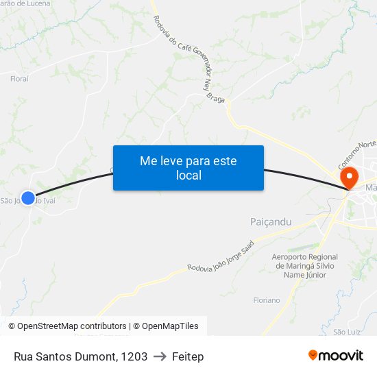 Rua Santos Dumont, 1203 to Feitep map