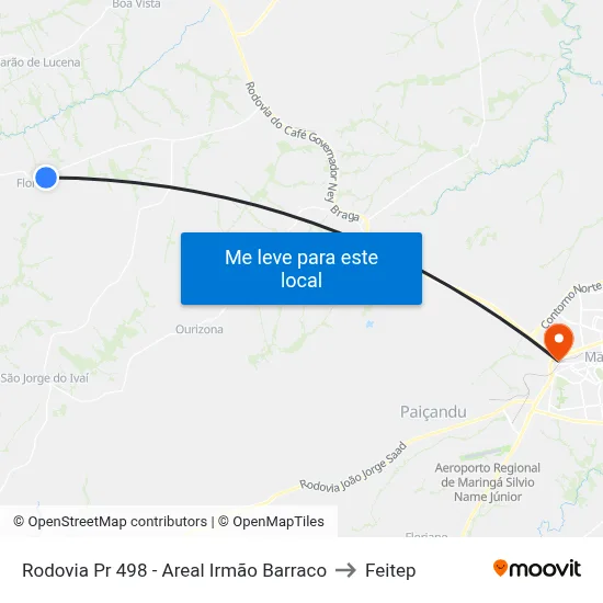 Rodovia Pr 498 - Areal Irmão Barraco to Feitep map