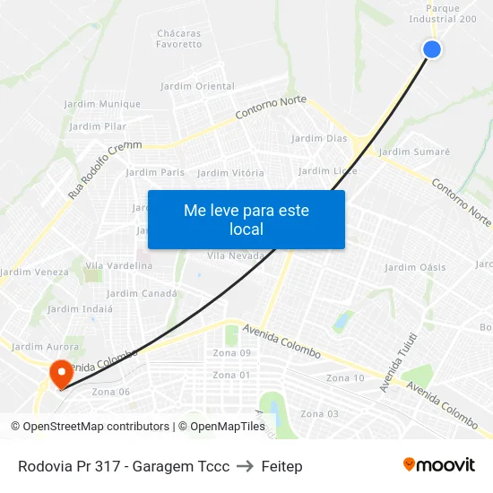 Rodovia Pr 317 - Garagem Tccc to Feitep map