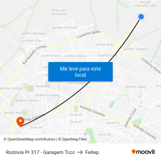 Rodovia Pr 317 - Garagem Tccc to Feitep map