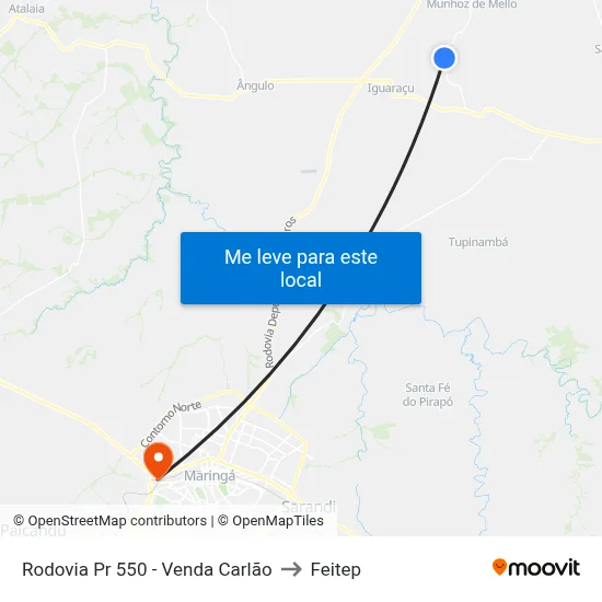 Rodovia Pr 550 - Venda Carlão to Feitep map